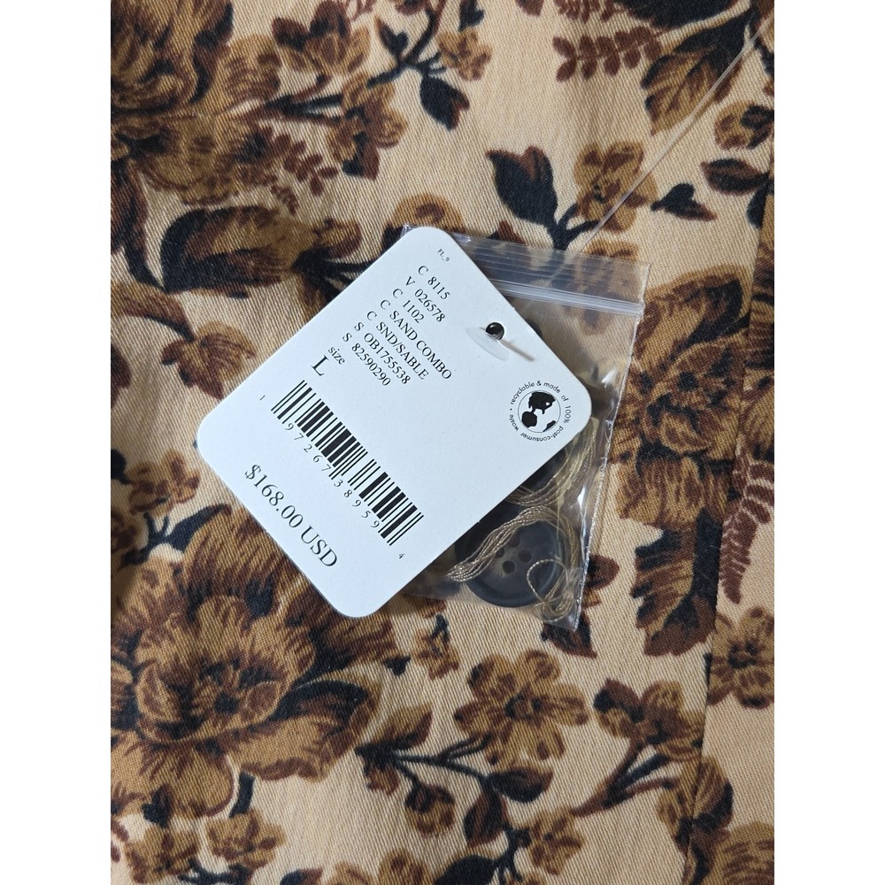 Free People Cali Floral Print Boxy Single Breasted Blazer Sand Sable Size L $168 - Picture 8 of 16